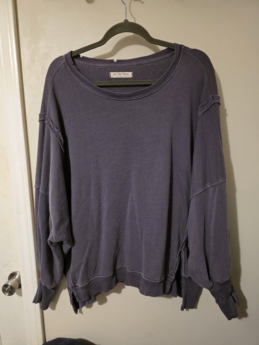 We The Free,Camden Style Washed Purple Oversized Pullover Sweatshirt, Size Sm